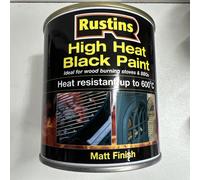 High Heat Matt Black Stove BBQ Paint Rustins 500ml Use up to 600°C Fast Drying