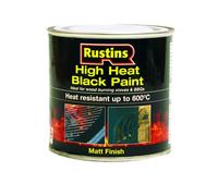 High Heat Matt Black Stove BBQ Paint Rustins 500ml Use up to 600°C Fast Drying