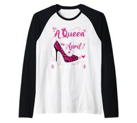 High Heel A Queen was Born in April 1984 42 Birthday Raglan Baseball Tee