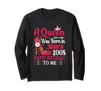 High Heel A Queen was Born in March 2008 18th Birthday Women Long Sleeve T-Shirt