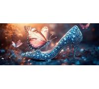 High Heel Diamond Pinting Butterfly Diamond Art Kits Adults, Crystal Gem Art 5D DIY Round Full Drill Crystal Rhinestone Embroidery Cross Stitch Hobbies for Adults Women, Home Decor 70x140cm -hjw2604K3