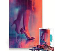 High Heel in Neon Light Jigsaw Puzzle for Teenagers 1000 Pieces Strong Memory Calm Daily Joyful Challenge Xmas Gift (50x75cm)