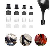 High Heel Protectors Stiletto Heel Repair Caps Covers & Heel Stoppers 4 Sizes High Heel Tip Covers, Noise Reducing, Slip-No Caps, 4 Pairs Clear / 4 Pairs Black, 16 Piece Assortment