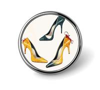 High Heel Shoes Round Aluminum Alloy Pin Badge Lapel Pin