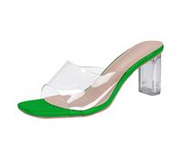 High Heel Slippers For Women Pointed Toe, Open Toe Slippers Women, Elegant Transparent Glass High Dance Slipper Versatile Style Casual Heeled Slipper For Wedding And Party Summer Shoes