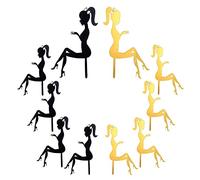 High Heels Acrylic Cupcake Topper,10 pcs Cake Toppers Girls Princess Happy Birthday Cake Topper Personalised Sitting Lady Silhouette Card, for Wedding Birthday Party Cupcake Dessert Decoration