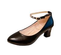 High Heels Dirndl Shoes Women's Costume Traditional Shoes with Heel Chunky Dance Bridal Block Heel Ballerinas Elegant for Dirndl Clip Black