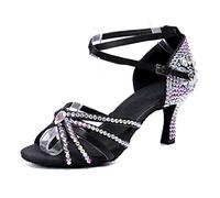 High heels Floral Cloth Dance Shoes Women Shoes Girls Latin Shoes Ballroom Soft Bottom Dance Shoes(2.5 UK)