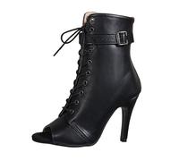 High Heels for Women,Kitten Heels,Footwear - Elegant Open-Toe Lace-Up Sandals with -Thin for Evening and Party Wear Summer Heel Shoes Black