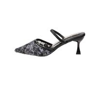 High Heels Shoes Women Pointed Toe Breathable Lace Flower Mesh Sandals Ankle Strap Stiletto Heels Sandals Ladies Closed Toe Shoes for Spring Summer Weeding Party Outdoor Wear Daily,Size 3.5-7 Black