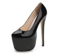 High Heels Stiletto Platform Heels for Women Closed Toe Heels Dressy Pumps Sandals 7 Inch Party Wedding Pumps Shoes,Black,42 EU/11 US