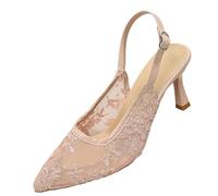 High Heels Women Elegant Pointed Toe Mesh Temperament Shoes Stiletto Heels Sandals Ladies Closed Toe Ankle Strap Shoes for Spring Summer Party Weeding Office Work Outdoor Wear Daily,Size 3.5-7 Pink
