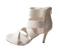High Heels Women's Stiletto Heel Sandals Leopard Print Sandals Strappy Sandals Sexy Pumps Peep Toe Summer Shoes Breathable Sandals Sexy Club Party Night Shoes Strappy Pumps Evening Shoes, 01 white, 5