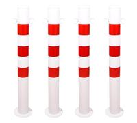 High ili Reflective Safe Bold Post 4PCS Steel Pipe Parking Bers for Traffic Control in Driveways & Setive Areas (Red)