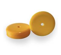 High Impact HDPE YELLOW Plastic Discs/Survey/Markers, Delineator Spots, 1 Hole PACK OF 10, 100mm Dia. S7924