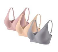 High Impact Sports Bras for Large Breasts Seamless Jelly Bras for Women 3 Pack Leopard Print Deep V Wireless Push Up Bra Support Full Coverage Non Wired Padded Bra Super Firming Plunge Sports Bralette