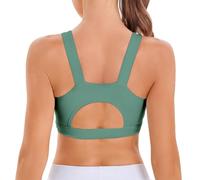 High Impact Sports Bras for Women Shock Absorber Support Backless Tank Top Padded Bra Green