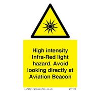 High intensity Infra-Red light hazard. Avoid looking directly at Aviation Beacon