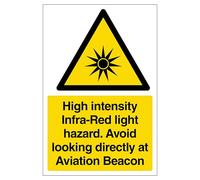 High intensity Infra-Red light hazard - portrait 150 x 200 mm - Glow In The Dark Self Adhesive Vinyl