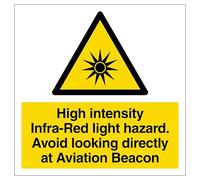 High intensity Infra-Red light hazard - Square 200 x 200 mm - Glow In The Dark Self Adhesive Vinyl