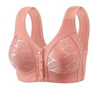High Lace Color Skin Front Buckle Large Size Thin Without Ring Gathered Tank Top Bra Fixed Cup Comfortable Skin Friendly Underwear Set Veiled Islam, Red Watermelon, 18