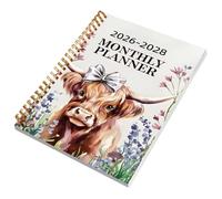 High-land Cow 2026-2028 Monthly Planner - Spiral Binding Daily Notepad | Monthly Weekly Dated Diary With Scottish Cow Design For Organizing Your Life Compact For School Office Home Planner