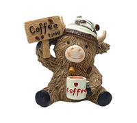 High-land Cow Figures Statues High-land Cow Christmas Coffee Theme Resin Ornament Calf for Christmas For Living room & Office | Home Accessories Statues For Indoor & Outdoor