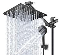 High/Low Pressure Water Rain Shower Head with 11 Inch Adjustable Extension Arm and 5 Settings Handheld Shower Head Combo,Powerful Shower Spray - Matte Black, 12 Inch