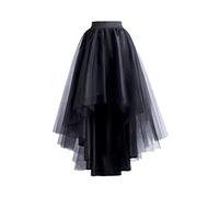 High Low Tulle Skirt for Women Lace up Wedding Party Prom Cocktail Mesh Long Tulle Skirt, Black, One Size
