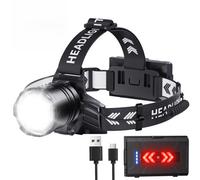 High Lumen Led Head Lamp Usb-C Rechargeable, Adjustable Head Light, Ipx7 Waterproof Headlamp For Outdoor Includes Battery
