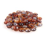 High Luster Reflective Fire Glass Gravel,Fire Gems,Fire Drops,Fire Glass Pebbles Stones Beads Chips for Fire Pit Fish Tank Aquarium Succulent Garden Decoration,17-19mm,335g/0.78lb (Dark Amber)
