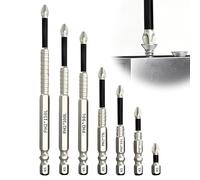 High Magnetic Drill Screwdriver Bits,7pcs Anti Slip Screwdriver Bits Impact Resistant Steel,1/4 inch Hex Shank, Precision PH2 Drill Bit Set,Compatible for Electric Drills 25 50 65 75 90 100 150 mm
