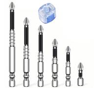 High Magnetic Screwdriver Drill Bit Set, 6 Pcs Anti Slip Impact Bits with Magnetiser Durable Screwdriver Bits Kit Bring a Magnetic Ring For Drilling and Fastening(25mm, 50mm, 65mm, 75mm, 100mm, 150mm)