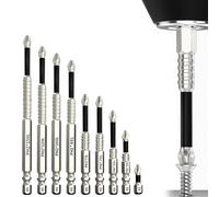 High-Magnetic Screwdriver Drill Bit Set,9 PCS Strong Durability Anti-Slip Impact Kit,Screwdriver Drill Bit Set for Electric Tools (25 50 65 70 75 90 100 120 150mm)