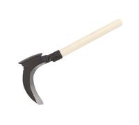 High Manganese Steel Double Scythe Multifunctional Mowing Cutting Trees Double Sickle for Gardening Tools Single Cutter Head, Wooden Stick