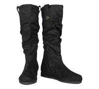 High Men's Boots Pirate Fashionable Women's Boots Suede in Solid Colour Ankle Boots with Pleats British Style Knee Length Shoes Medium Boots Cosplay Carnival Party, black, 7 UK