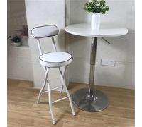 High Metal Bar Stools Round Foldable with Footrest & Soft Faux Leather Seat No Arms Indoor Use White 60cm Stylish & Space Saving Design