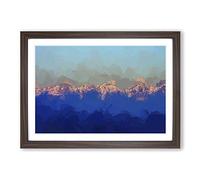 High Mountain Peaks of The Alps in Abstract Framed Print | A2 Walnut Framed Wall Art | Ready to Hang | Abstract Landscape Picture | Living Room Bedroom Lounge Office