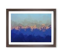 High Mountain Peaks Of The Alps In Abstract Modern Art Framed Print | A3 Walnut Framed Wall Art | Ready to Hang | Abstract Landscape Picture | Living Room Bedroom Lounge Office