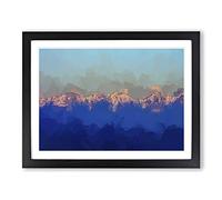 High Mountain Peaks Of The Alps In Abstract Modern Art Framed Print | A4 Black Framed Wall Art | Ready to Hang | Abstract Landscape Picture | Living Room Bedroom Lounge Office