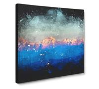 High Mountain Peaks of the Alps Paint Splash Canvas Print | Gallery Wrapped 30mm Frame Wall Art | 14x14 inches | Ready to Hang | Modern Landscape Picture | Living Room Bedroom Lounge Office