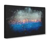 High Mountain Peaks Of The Alps Paint Splash Canvas Print | Gallery Wrapped 30mm Frame Wall Art | 20x14 inches | Ready to Hang | Modern Landscape Picture | Living Room Bedroom Lounge Office
