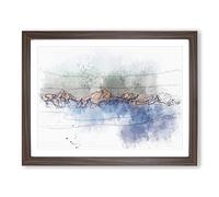 High Mountain Peaks Of The Alps Sketch Modern Art Framed Print | A2 Walnut Framed Wall Art | Ready to Hang | Modern Landscape Picture | Living Room Bedroom Lounge Office
