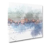 High Mountain Peaks of the Alps Sketch Modern Canvas Wall Art Print Ready to Hang, Framed Picture for Living Room Bedroom Home Office Décor, 14x14 Inch (35x35 cm)