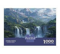 High Mountain Waterfall 1000 Piece Jigsaw Puzzles for Adults Featuring Artistic Design Centenary Jigsaws Canyon Multi-tier Falls As Dementia Friendly Activities for Concentration Games 52x38cm/1000pcs