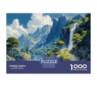 High Mountain Waterfall 1000 Piece Jigsaws with Perfect Snap Fit Centenary Jigsaws Green Canyon for A Sustainable Hobby As Wall Art Puzzle for Self-care Gifts 70x50cm/1000pcs