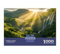 High Mountain Waterfall 1000 Piece Jigsaws with Perfect Snap Fit Centenary Jigsaws Rainforest Sunlit Waterfall for A Sustainable Hobby As Wall Art Puzzle for Self-care Gifts 70x50cm/1000pcs