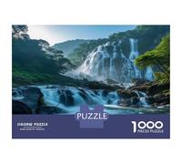 High Mountain Waterfall 1000 Piece Puzzles for Adults with No Reflection Colourful Jigsaws Valley Multi-tier Falls As A Brain Training Puzzle for Wall Decoration And Gifts 38x26cm/1000pcs