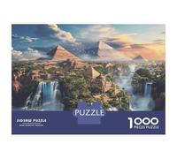 High Mountain Waterfall Jigsaw Puzzles 1000 Pieces with Clean Edges Centenary Jigsaws Pyramid Waterfalls As A Concentration Training Puzzle for Decompression And Decor 38x26cm/1000pcs
