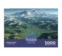 High Mountain Waterfall Jigsaws 1000 Pieces for Adults with Unique Shapes Centenary Jigsaws Snowy Mountain Valley As A Perfect Office Break Puzzle for Workplace Leisure 70x50cm/1000pcs